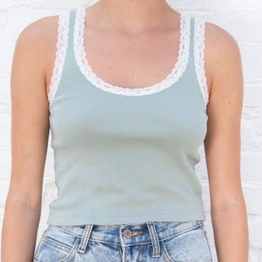 Brandy Melville green Ronnie laced tank